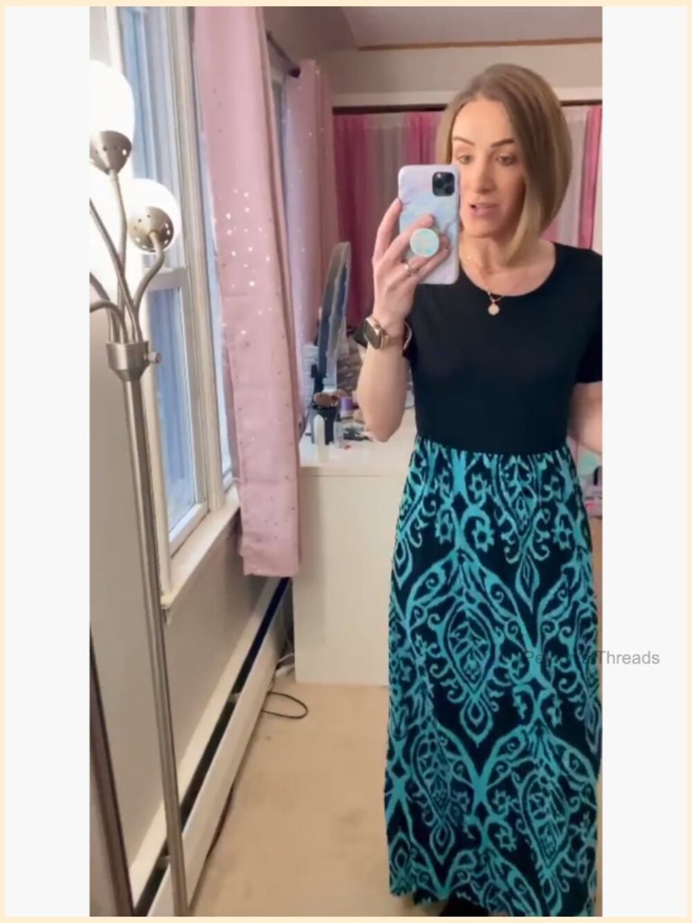 Short Sleeve Loose Plain Maxi Dress with Pockets - Picture 4 of 7